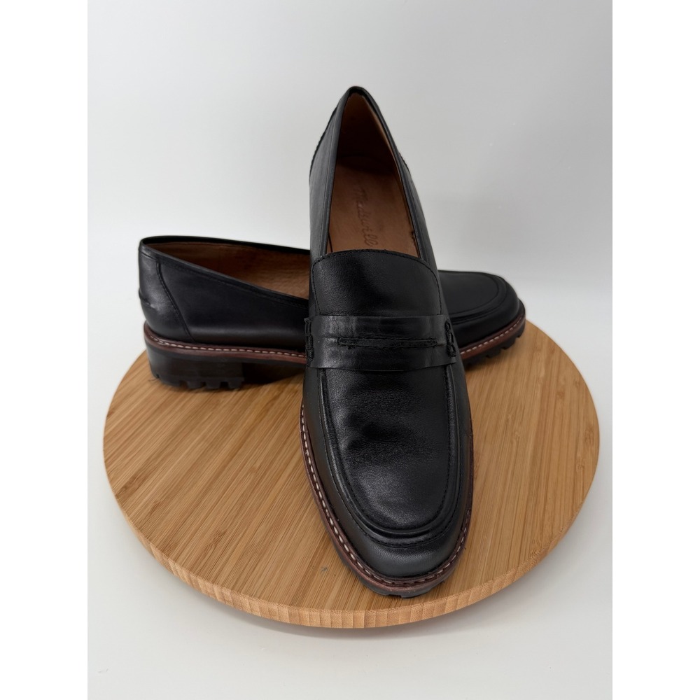 Madewell Bradley Lugsole Loafers Black Leather Penny Loafers Lug Sole Shoes 10.5